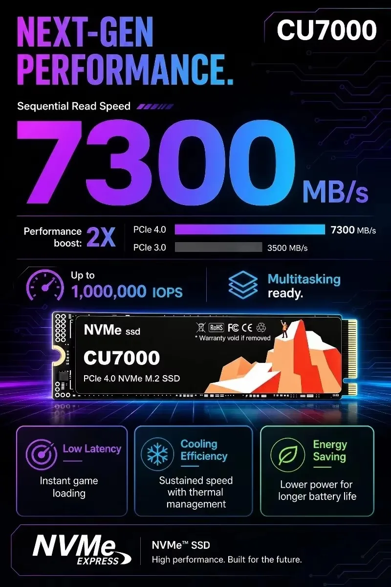 CU7000 SSD M.2 NVMe ไดรฟ์โซลิด - M.2 Nvme 4Tb Pcie 4.0 Ssd บทวิจารณ์และราคา
