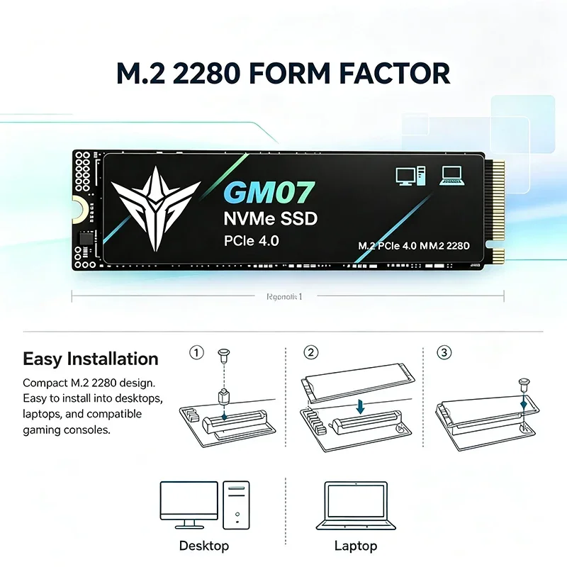 ฮาร์ดดิสก์ SSD รุ่นใหม่ GM07 M - M.2 Nvme 4Tb Pcie 4.0 Ssd บทวิจารณ์และราคา